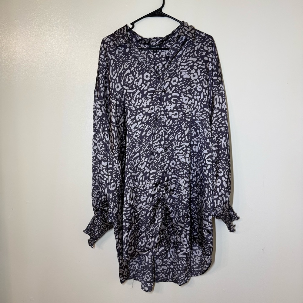 Mittoshop Charcoal Animal Print‎ Long Sleeve Dress